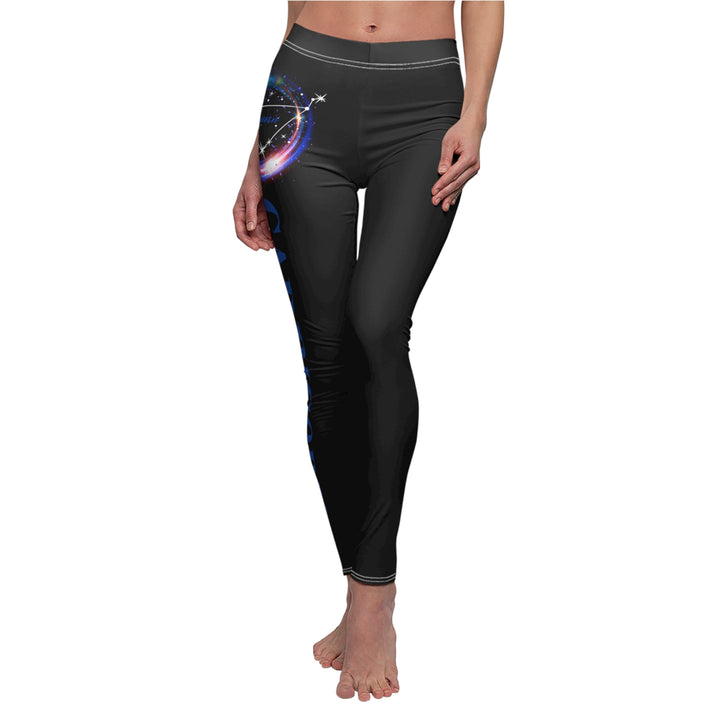 Capricorn Constellation w/Text - Women's Cut & Sew Casual Leggings (AOP)