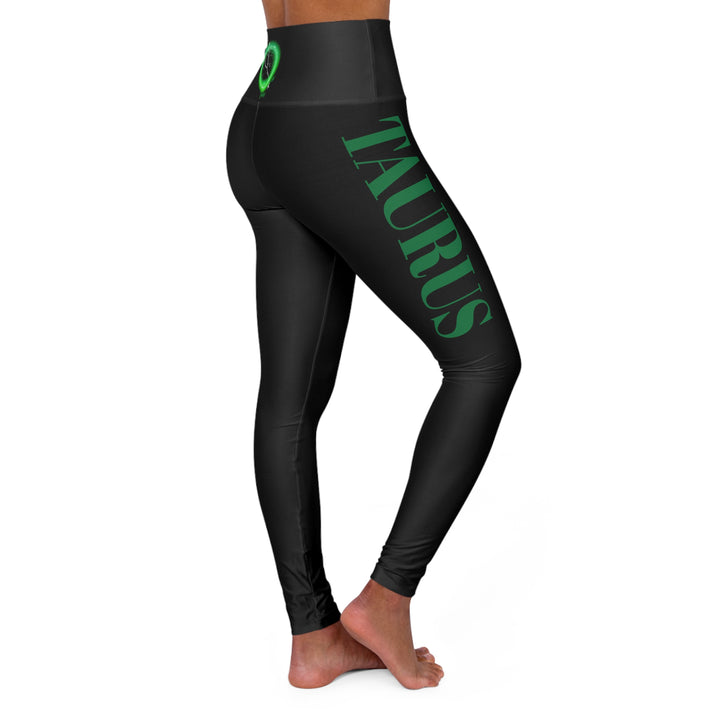 Taurus Constellation w/Text - High Waisted Yoga Leggings (AOP)