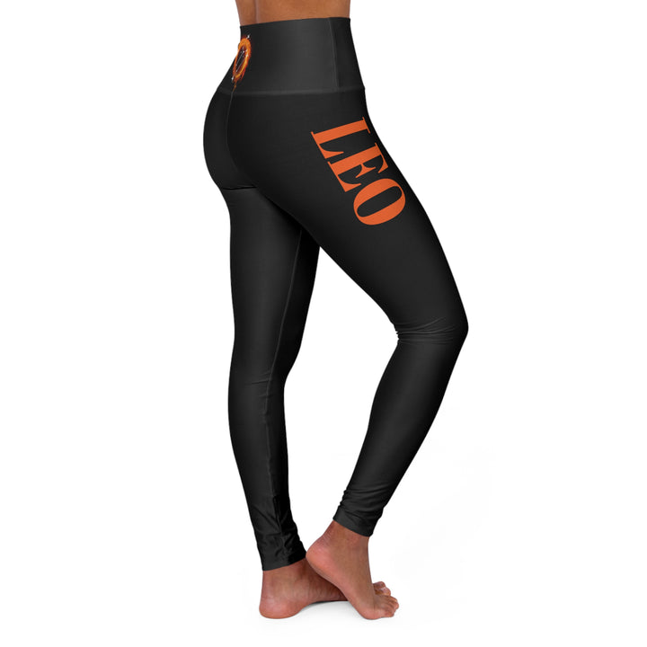 Leo Constellation w/Text - High Waisted Yoga Leggings (AOP)