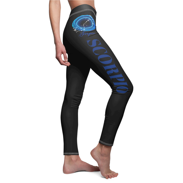 Scorpio Constellation wText - Women's Cut & Sew Casual Leggings (AOP)