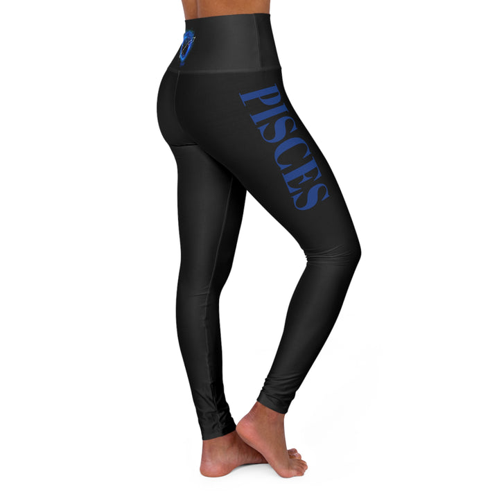 Pisces Constellation w/Text - High Waisted Yoga Leggings (AOP)