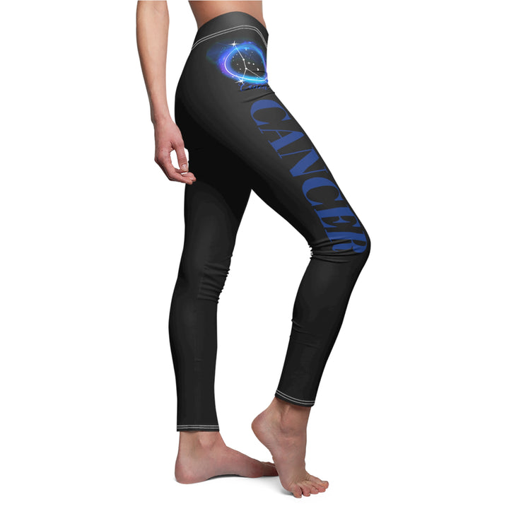 Cancer Constellation w/Text - Women's Cut & Sew Casual Leggings (AOP)