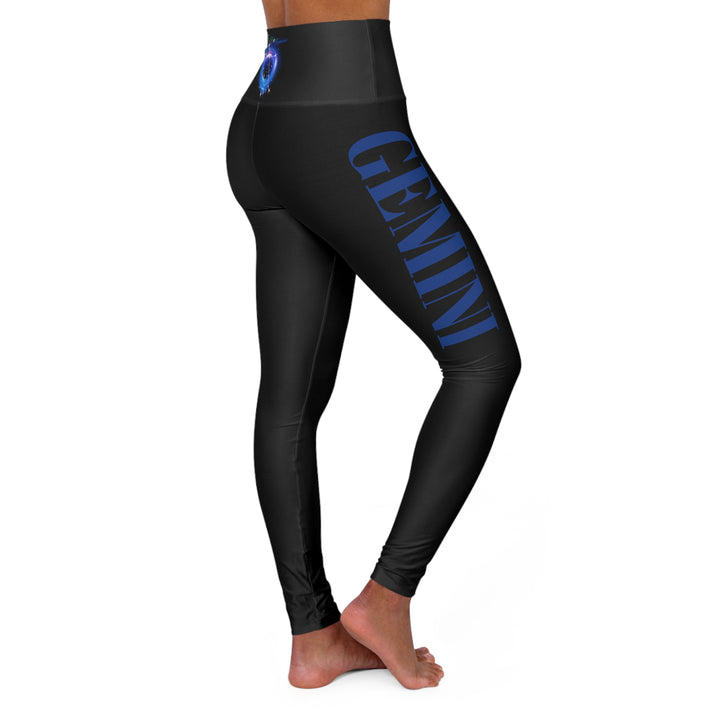 Gemini Constellation w/Text - High Waisted Yoga Leggings (AOP)